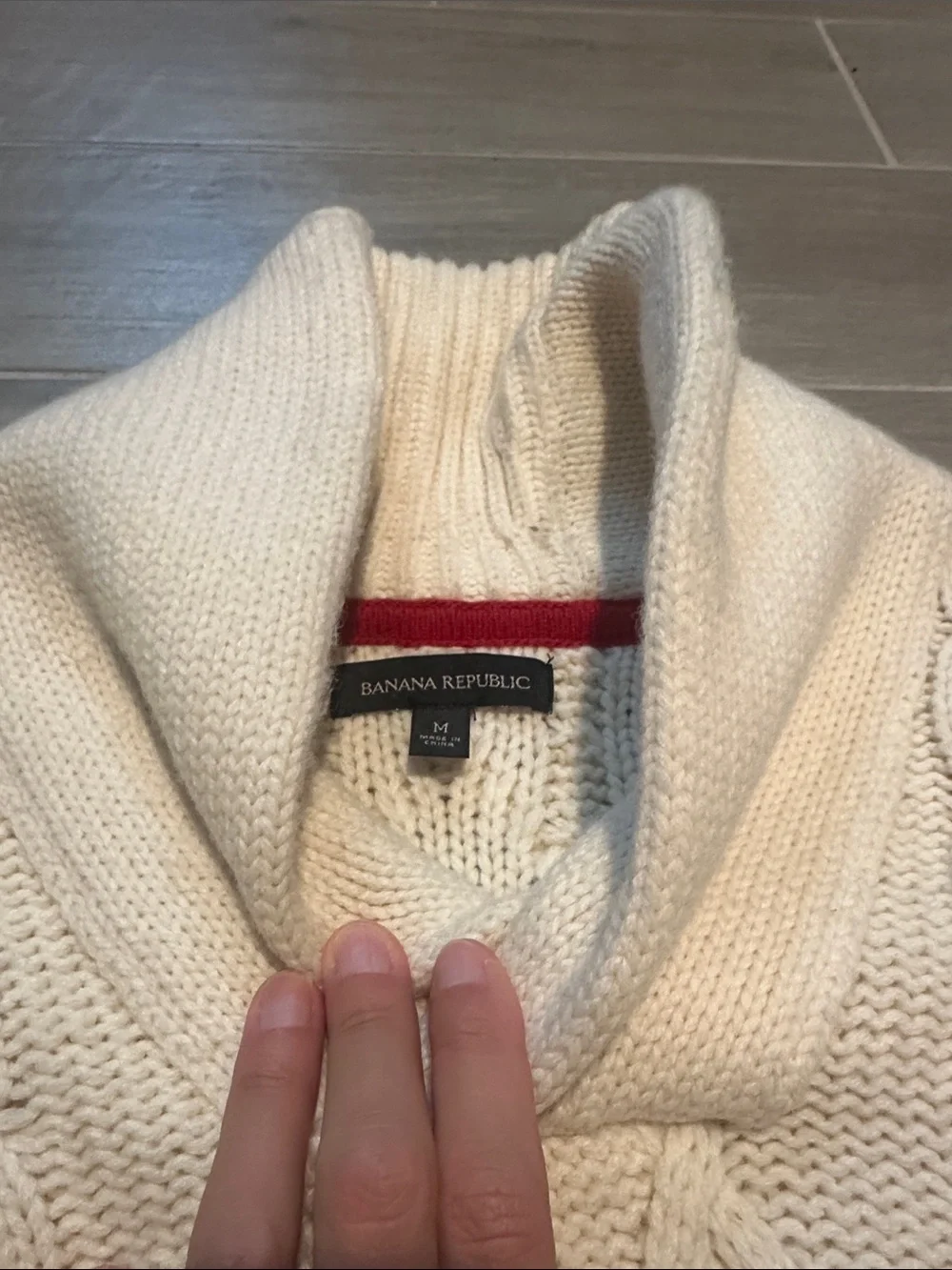 Banana Republic Cozy Cream Cable-Knit Shawl Collar Sweater